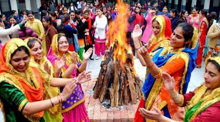 women celebrating lohri in india