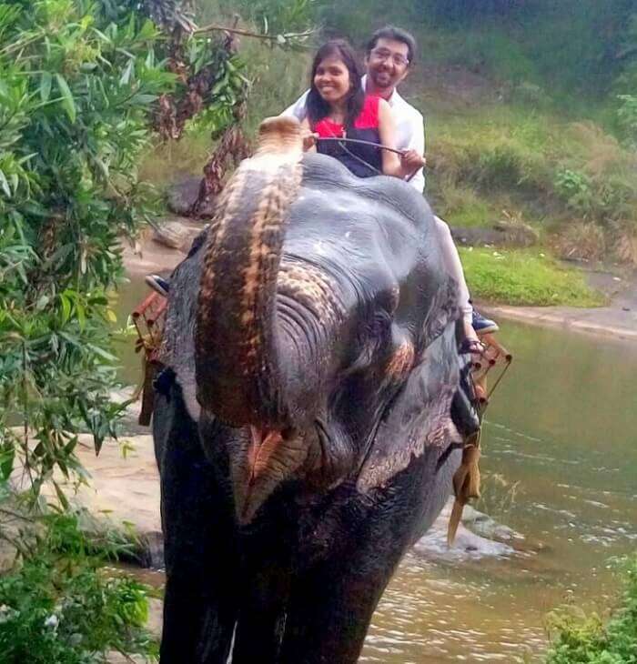 Couple enjoying an Elephant ride