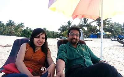 Couple enjoying at a Kerala beach
