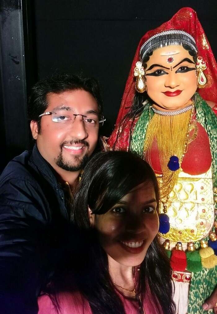 couple with Kathakali dancers