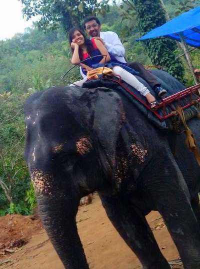 Couple enjoying an Elephant ride
