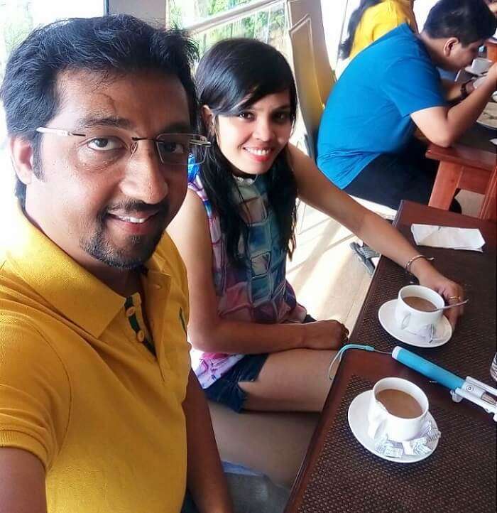 Couple enjoying breakfast in Munnar