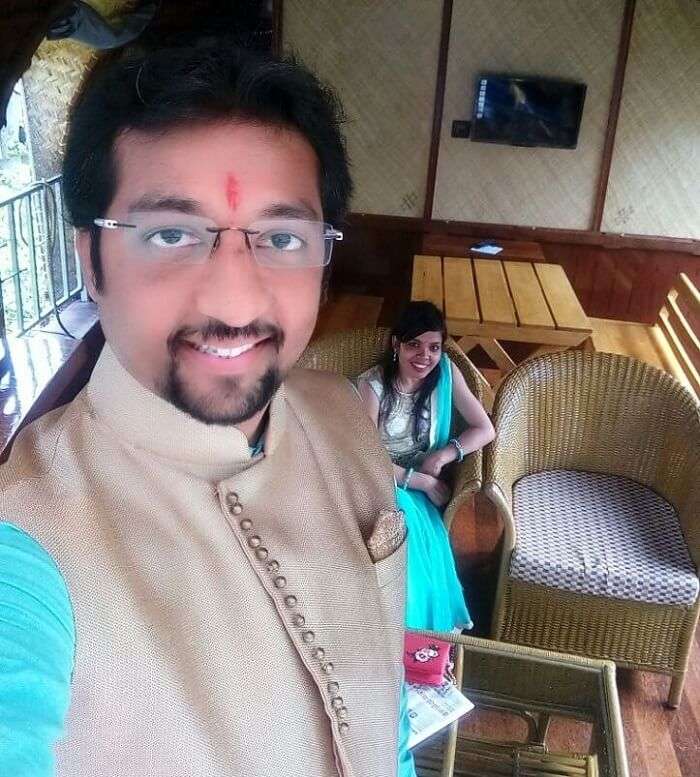 Couple in a houseboat in Alleppey