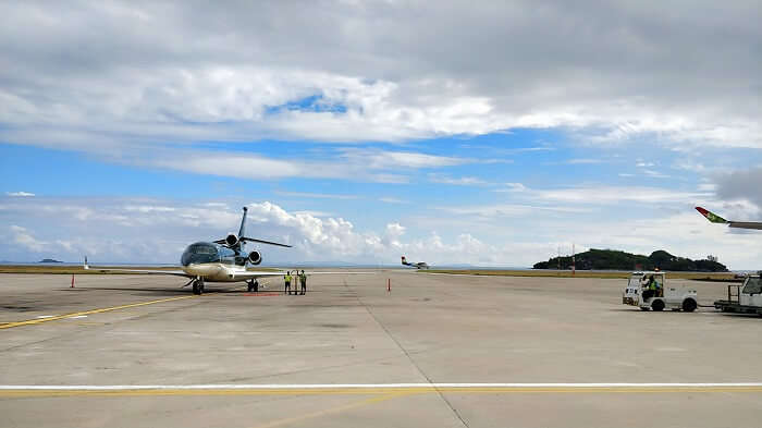 sandeep seychelles trip: helipad in la digue