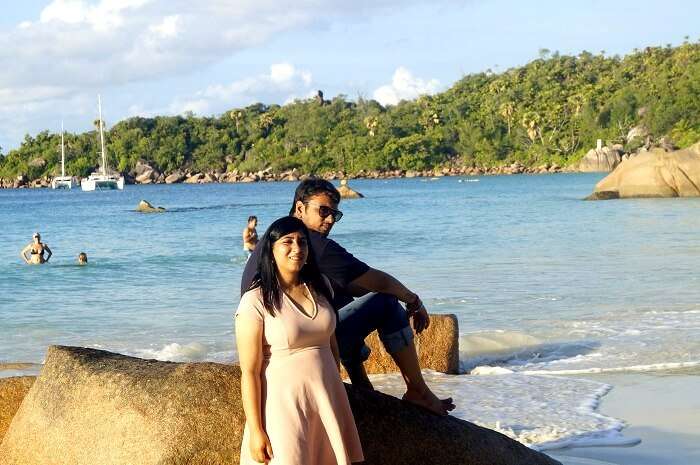 Keshav and his wife in Praslin