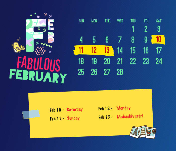 long weekend calendar 2018: February