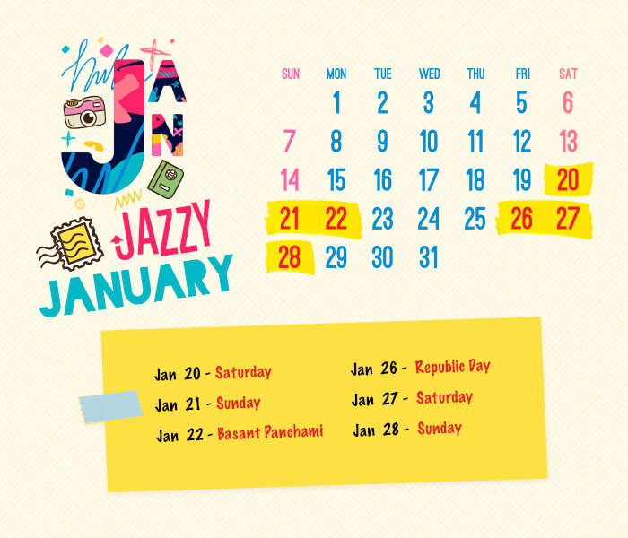 long weekend calendar 2018: January