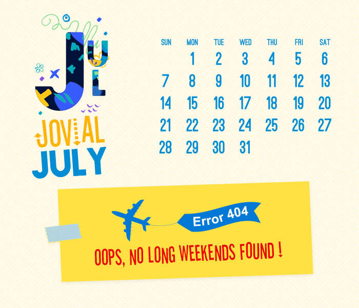 long weekend calendar 2018: July
