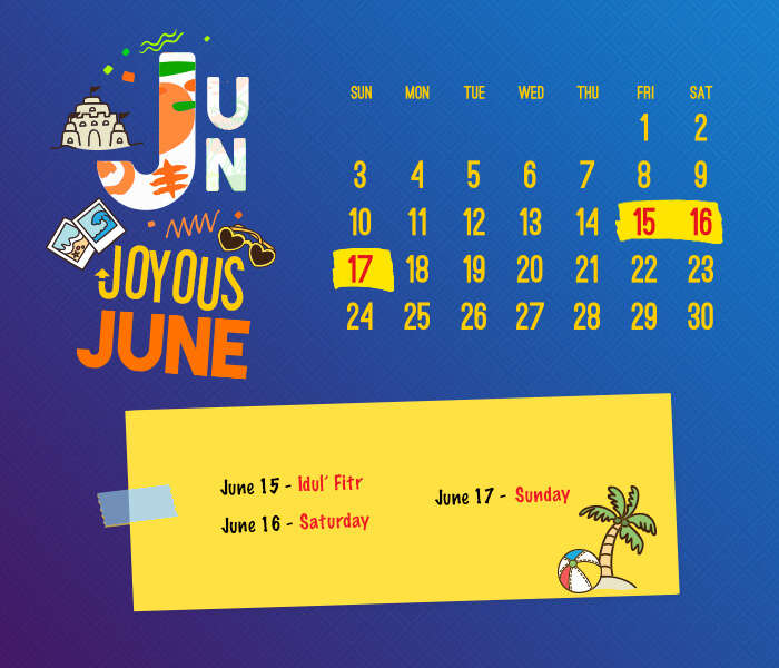 long weekend calendar 2018: June