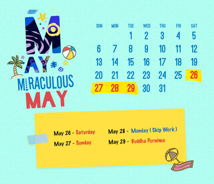 long weekend calendar 2018: May