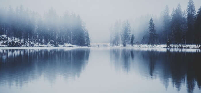 Naini Lake during snowfall