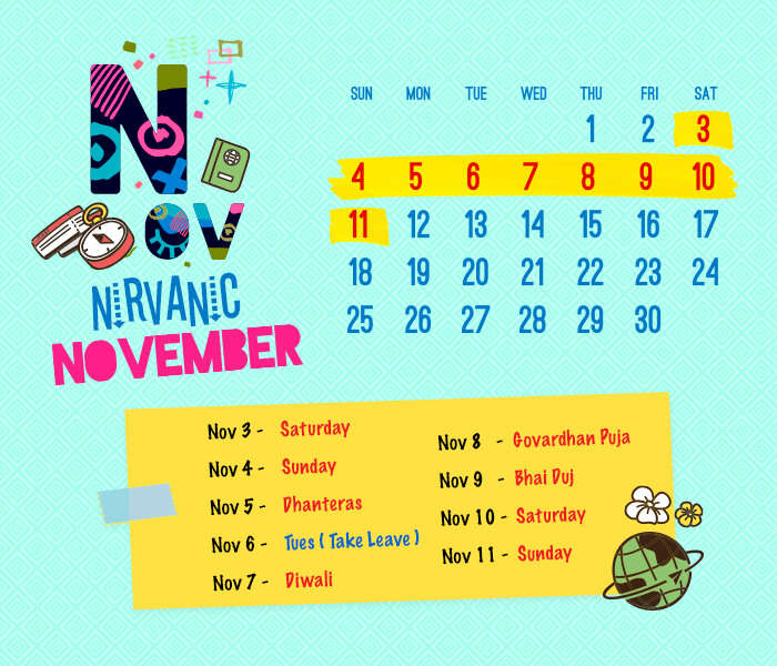 long weekend calendar 2018: November