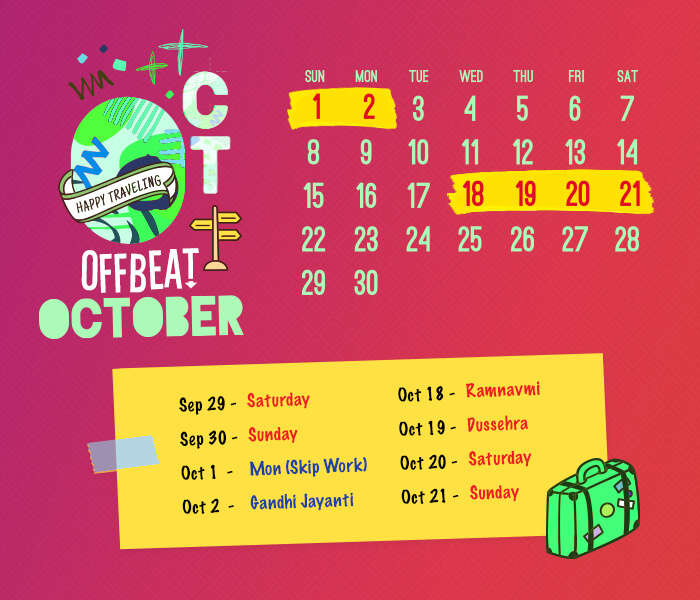 long weekend calendar 2018: October
