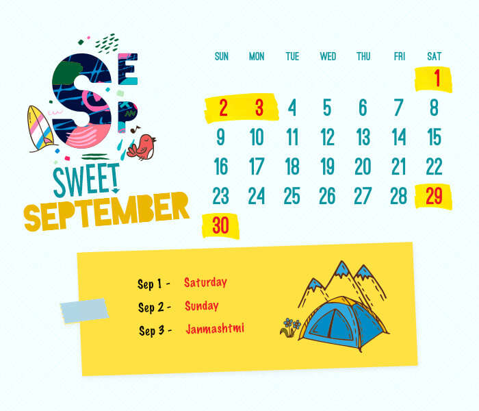 long weekend calendar 2018: September