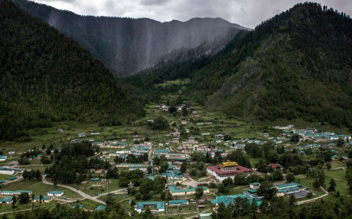 A top view of Haa valley covered in clouds