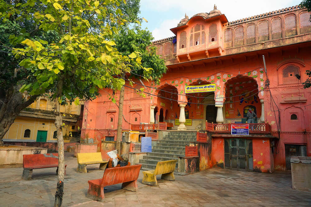 the premises of Goverdhan temple in jaipur
