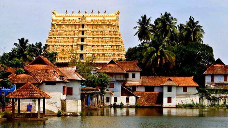 a gorgeous golden colour temple in Kerala