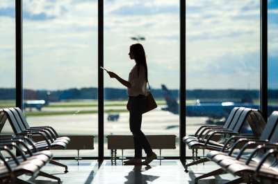 woman waiting for flight