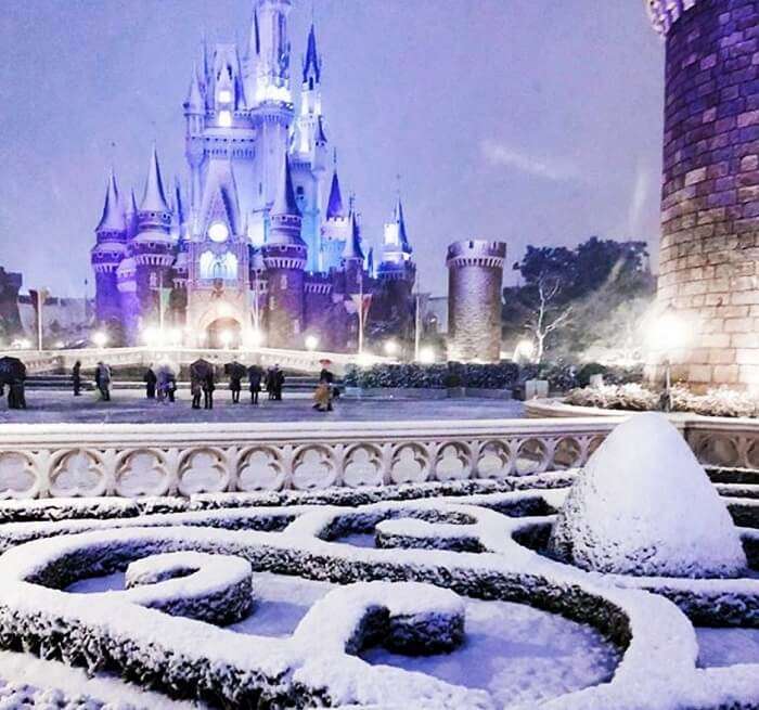 Disneyland got covered in snow