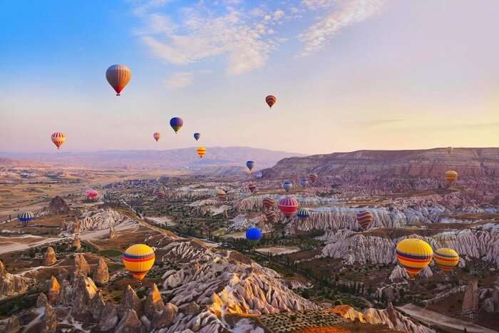 Go on a hot air balloon ride in Cappadocia, Turkey
