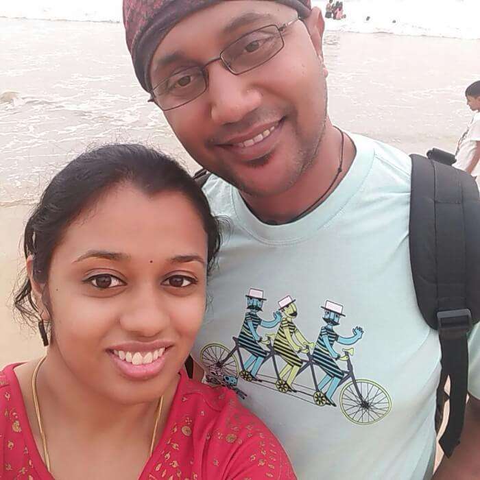Rachna and her husband in Sri Lanka