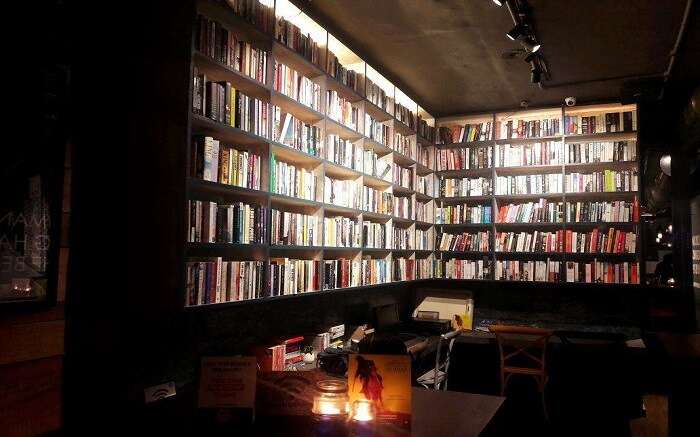 a book cafe packed with books 