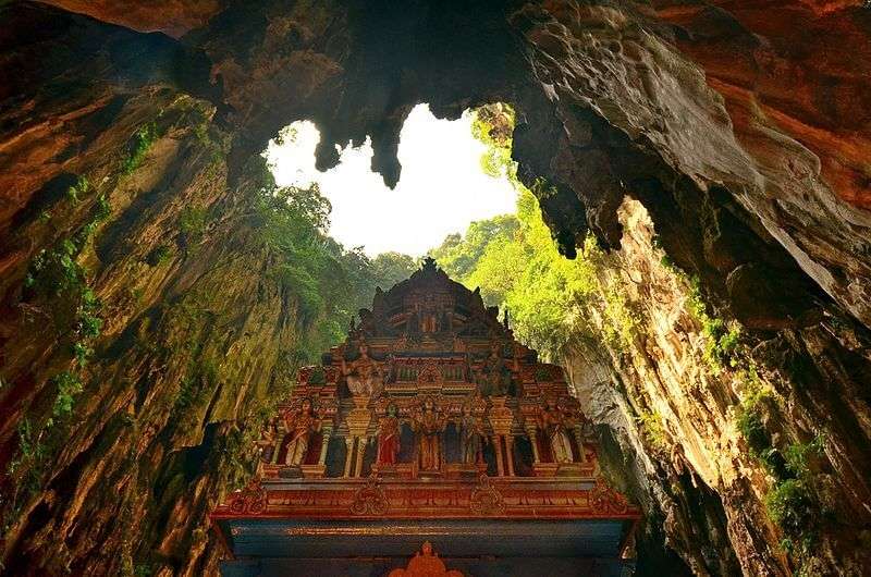 an old cave with temple in it