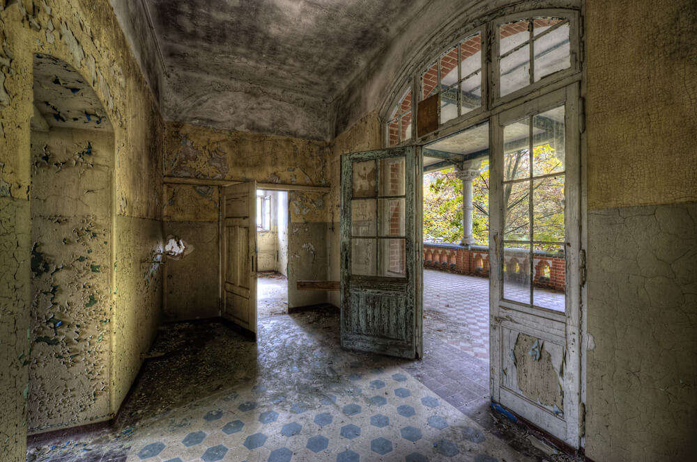corridor of an abandoned hospital