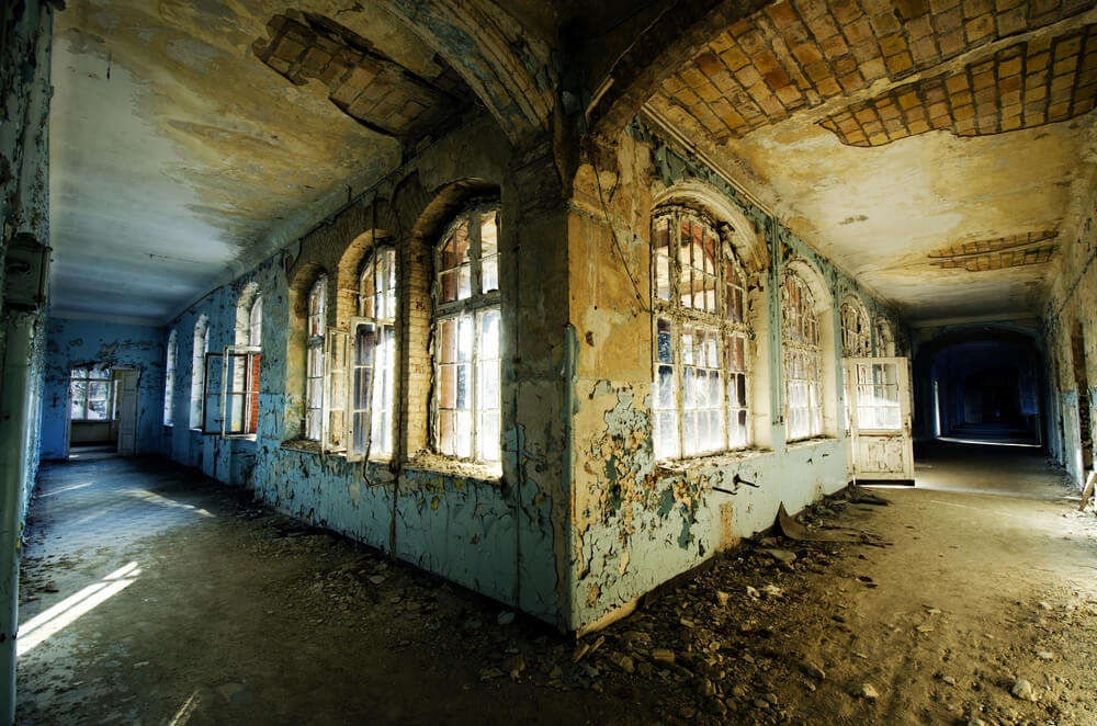 inside a spooky abandoned hospital