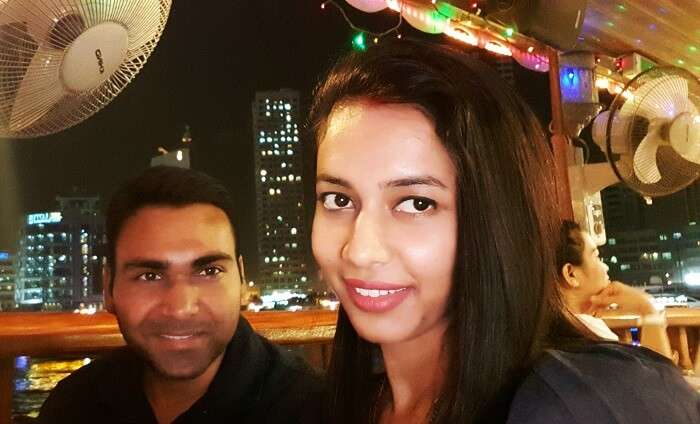 Couple enjoys Marina Cruise in Dubai