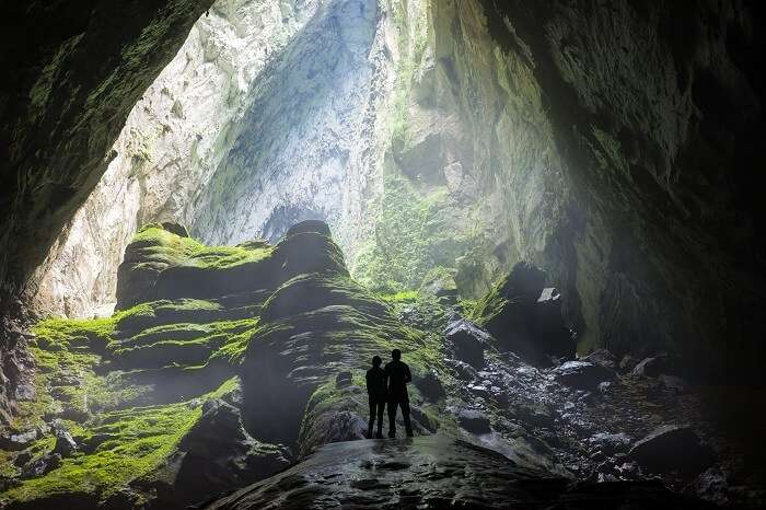 Travelers inside a cave