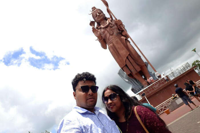 Himanshu honeymoon trip to Mauritius: near Lord Shiva statue