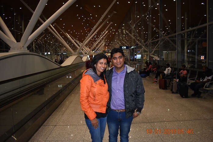 couple at bali airport