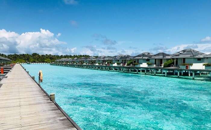 water villas in line at sun island 