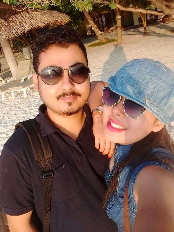 sushmita maldives honeymoon: selfie husband