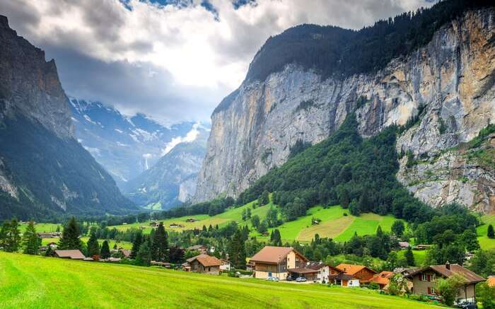 A beautiful town in Switzerland entwined in mountains