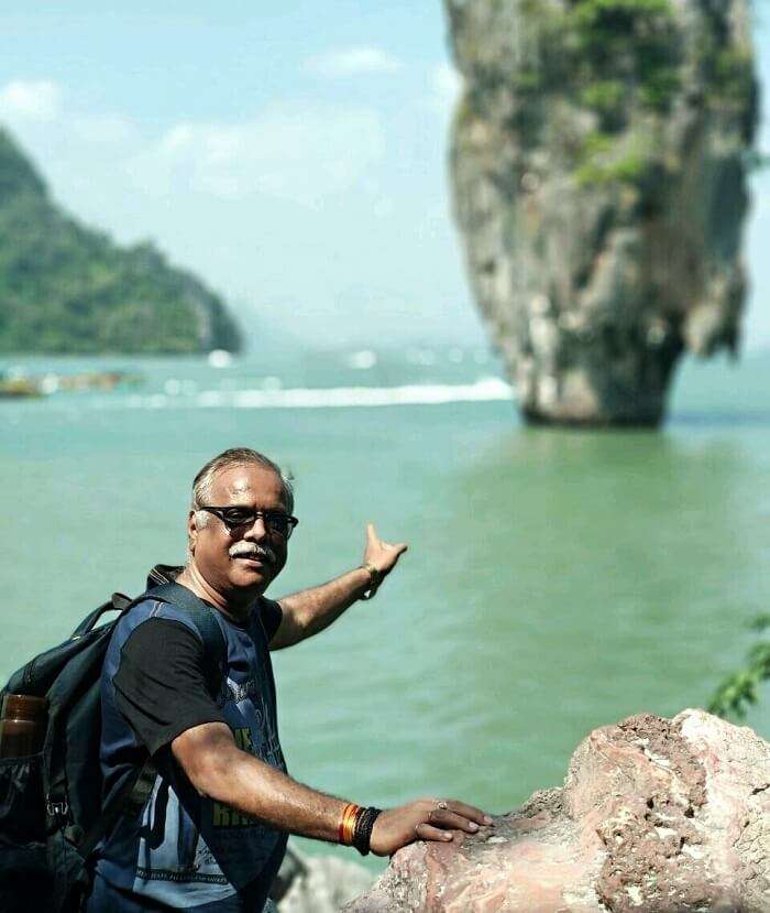 Old male traveler in Thailand