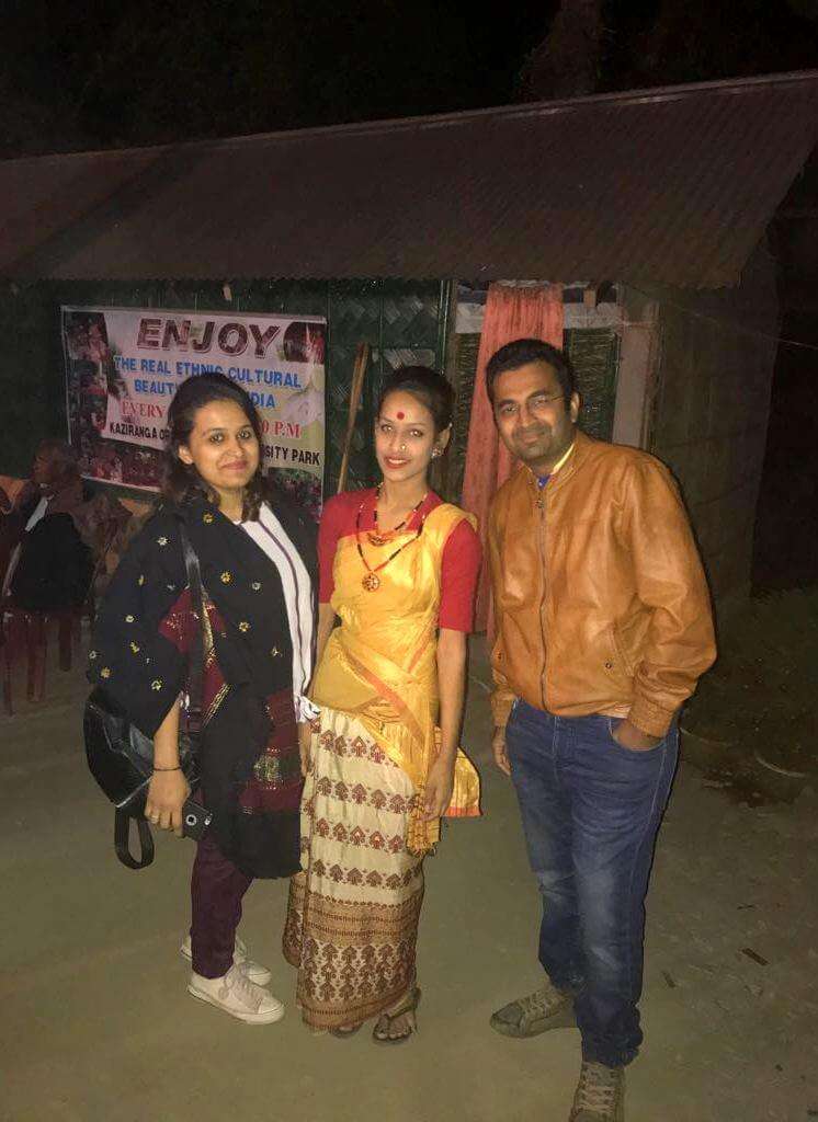 posing with assamese dancer