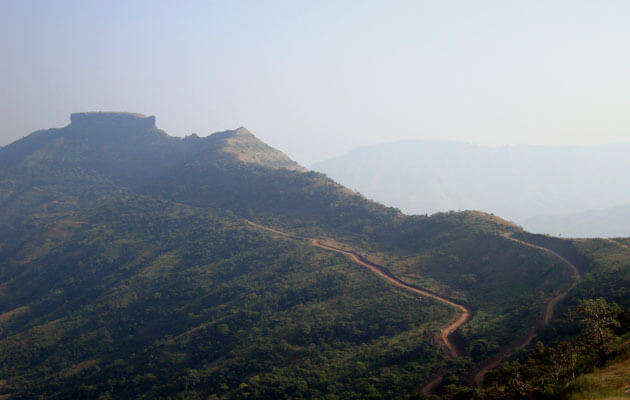 Kamalgad fort on the top of the mountain