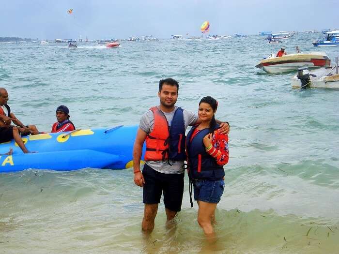 Couple enjoying watersports in Bali