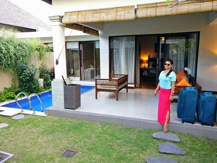 Couple at a private pool villa