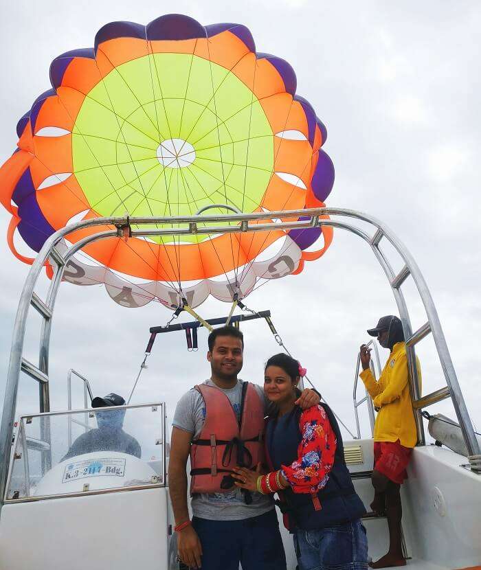 Couple parasailing in Bali