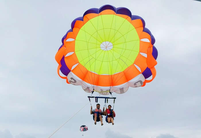 Couple parasailing in Bali