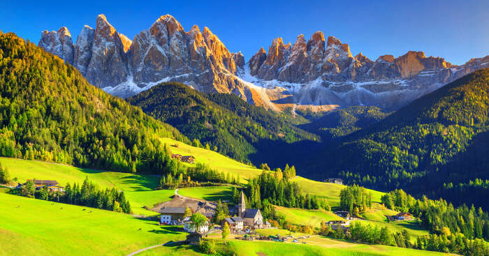 the green meadows of alps mountains