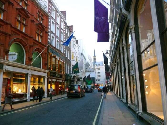 London. November 2018. A View Of Old Bond Street In Mayfair In