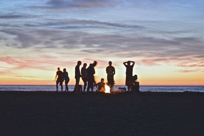 campfire at a beach