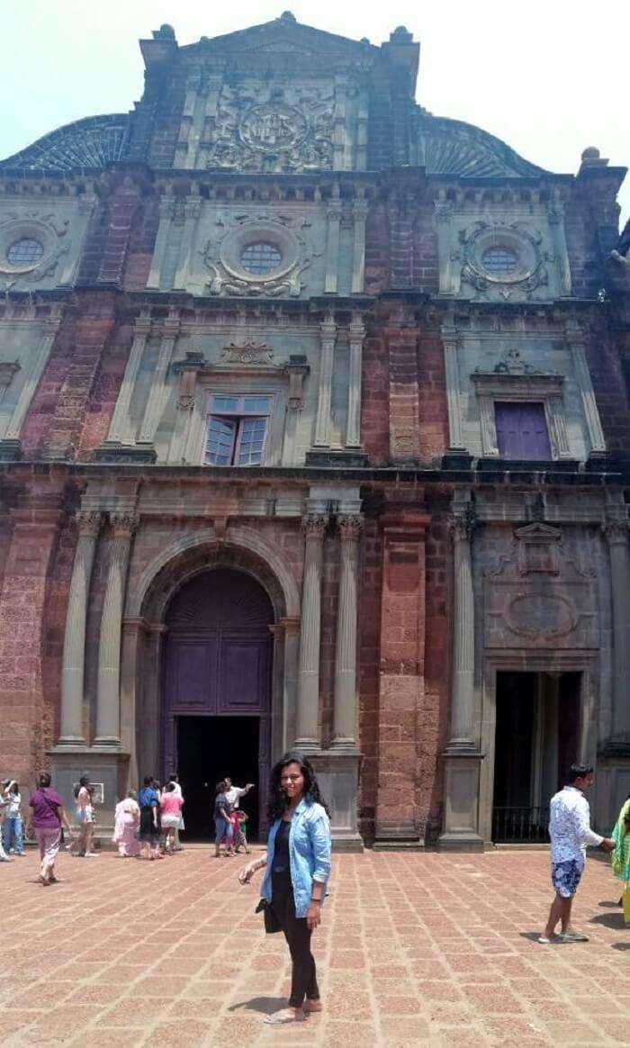 Female traveler at Basilica Bom Jesus