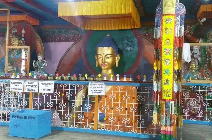 kuldeep manali honeymoon trip: buddha statue in monastery