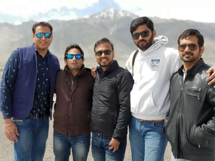 friends posing for a picture in ladakh