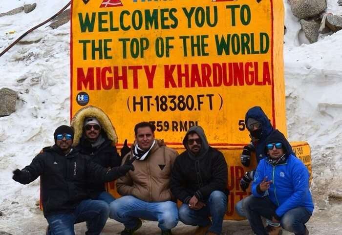friends at ladakh's highest point